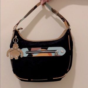 Kipling Black microfiber with multi trim purse